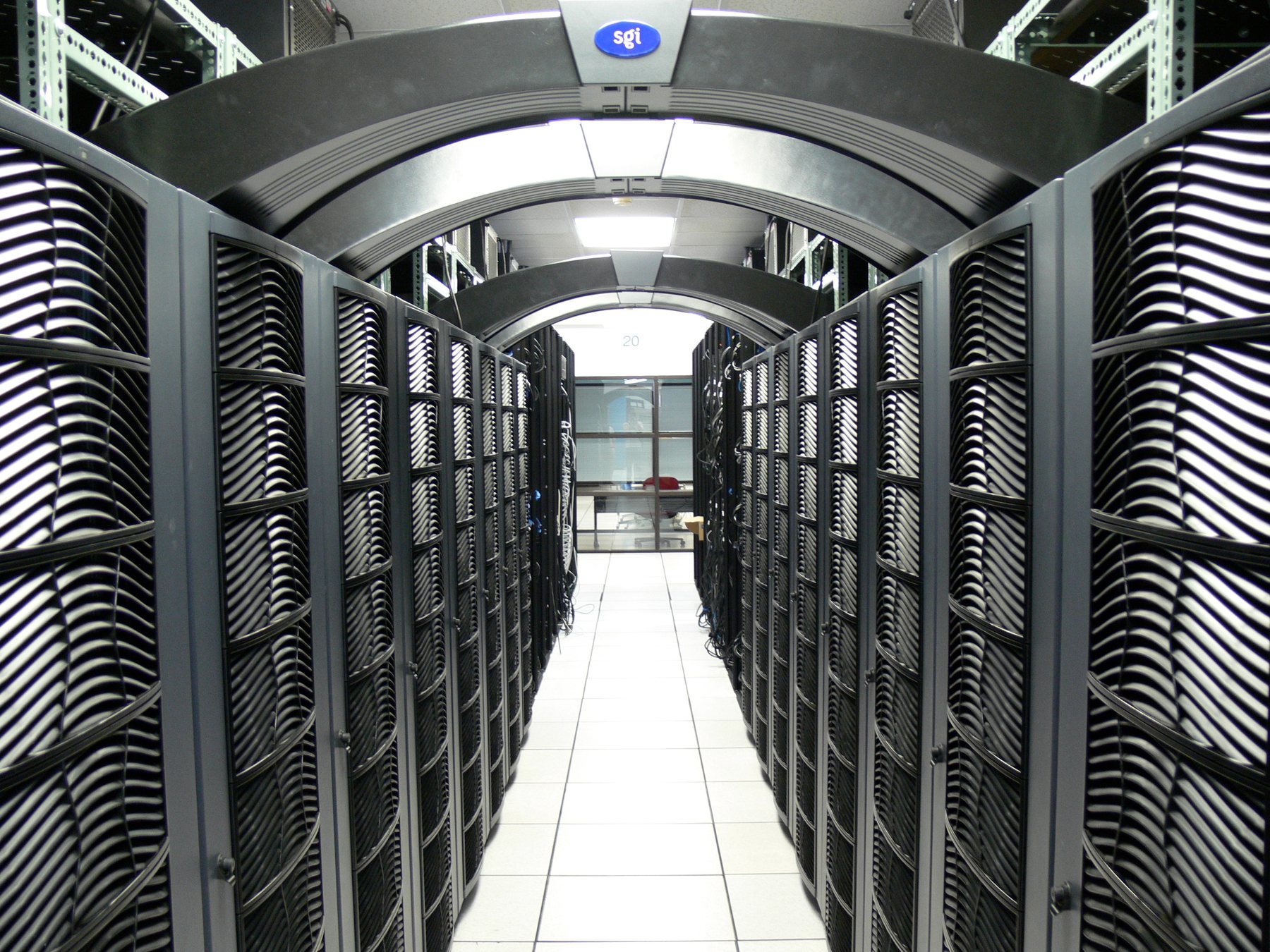 Rows of servers in a data center
